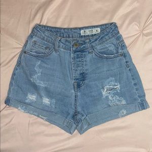 Distressed Denim Shorts